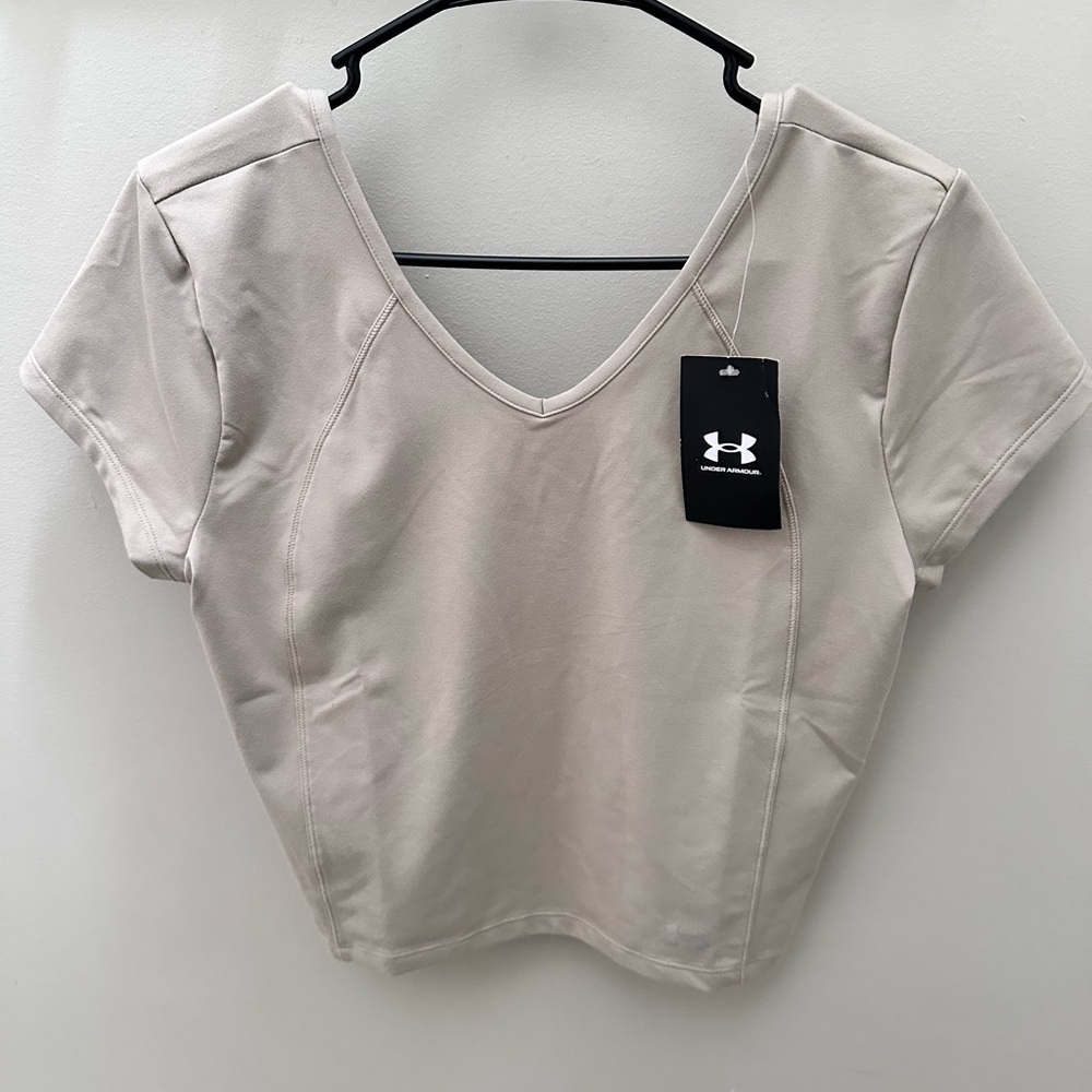 Under Armour Women's Short Sleeve V-Neck Top - Beige